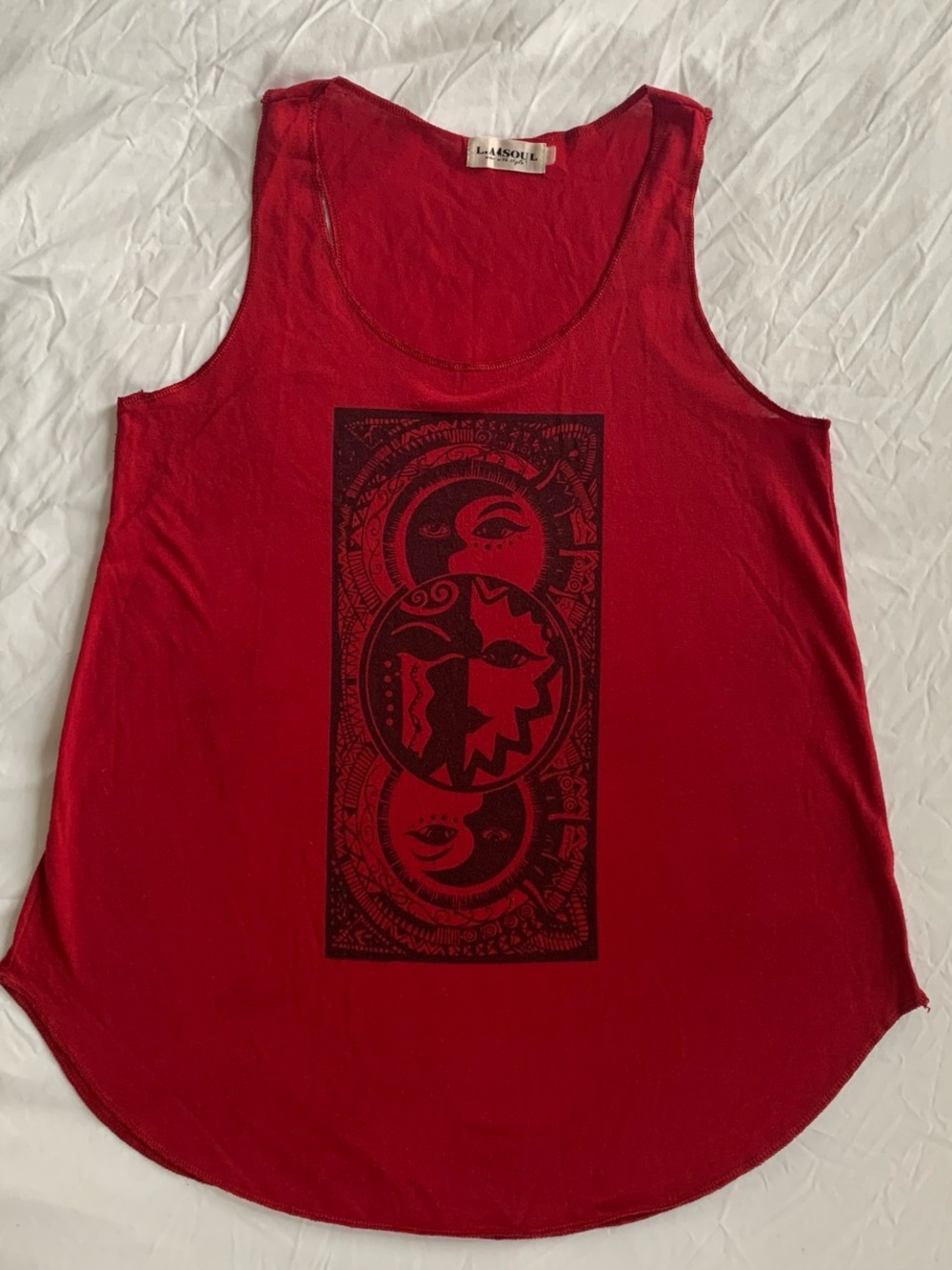 Red Sun and Moon Bohemian Tank Top / Sleeveless Tee